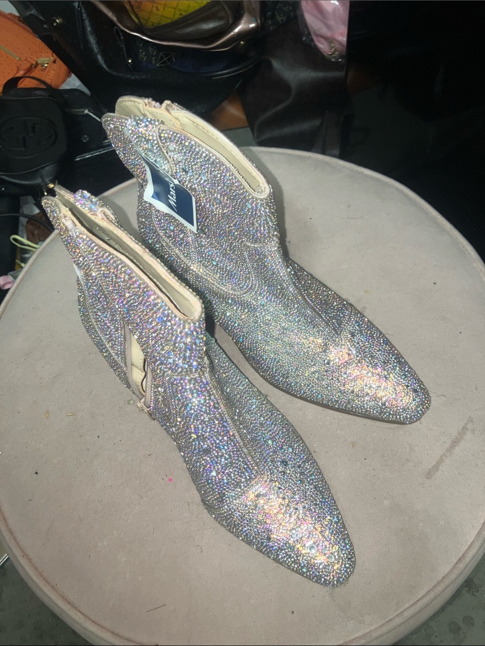 Matisse Iridescent Crystal-Embellished Ankle Boots - Silver